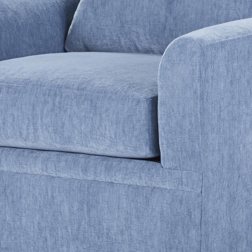 Sylvie Blue Polyester Sofa Couch with 4 Accent Pillows. Picture 4