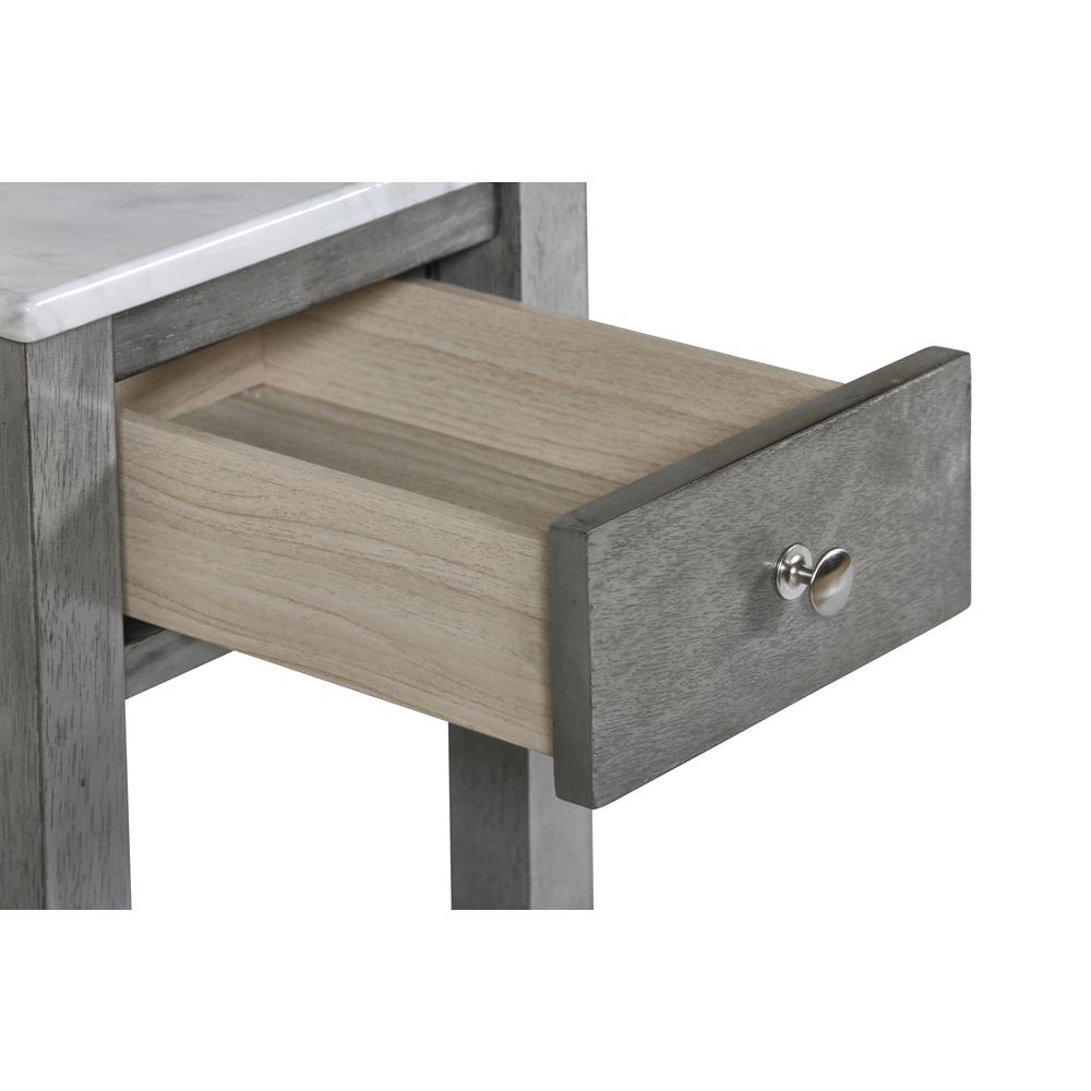 Furniture Noah 1-Drawer Wood & Faux Marble End Table in Gray. Picture 5