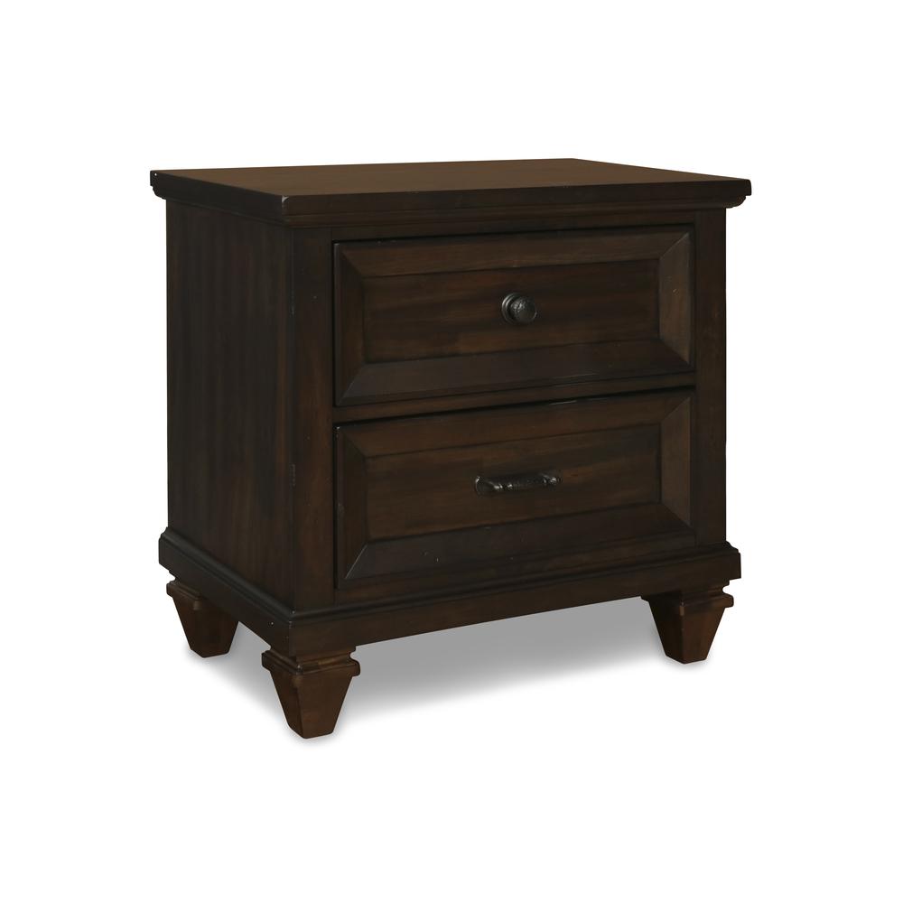 Furniture Sevilla Solid Wood 2-Drawer Nightstand in Walnut. Picture 1