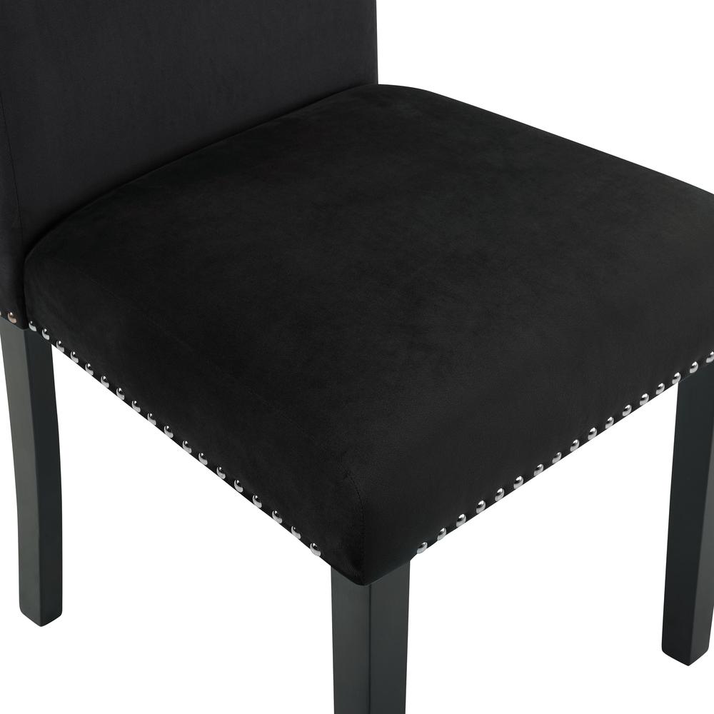 Furniture 37.75" Velvet & Wood Dining Chair in Black (Set of 2). Picture 6