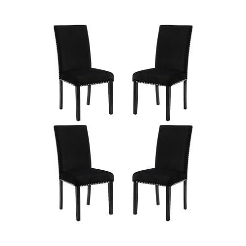 Celeste Black Wood Upholstered Dining Chair (Set of 4). Picture 1