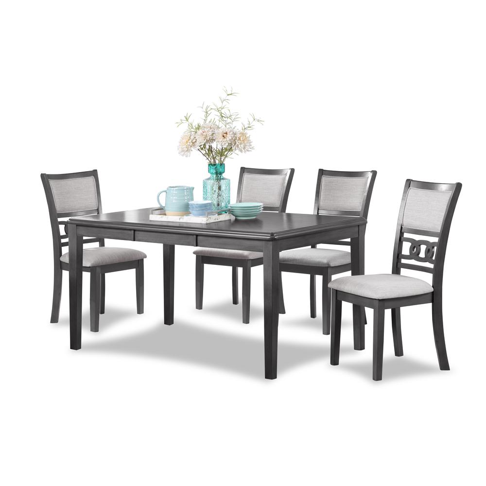 Gia 5-Piece 60" Wood Rectangle Dining Set with 4 Chairs in Gray. Picture 9