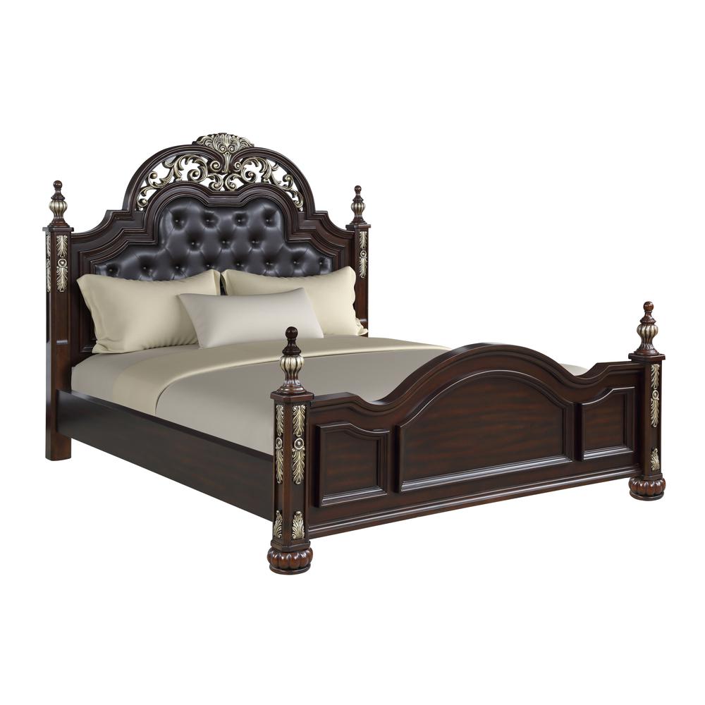 Furniture Maximus Contemporary Solid Wood 5/0 Q Bed in Brown. Picture 1