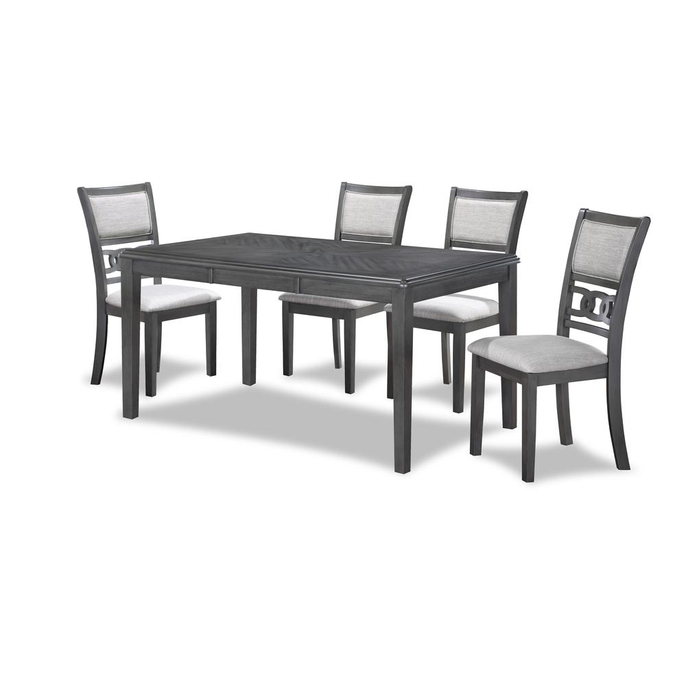 Gia 5-Piece 60" Wood Rectangle Dining Set with 4 Chairs in Gray. Picture 1