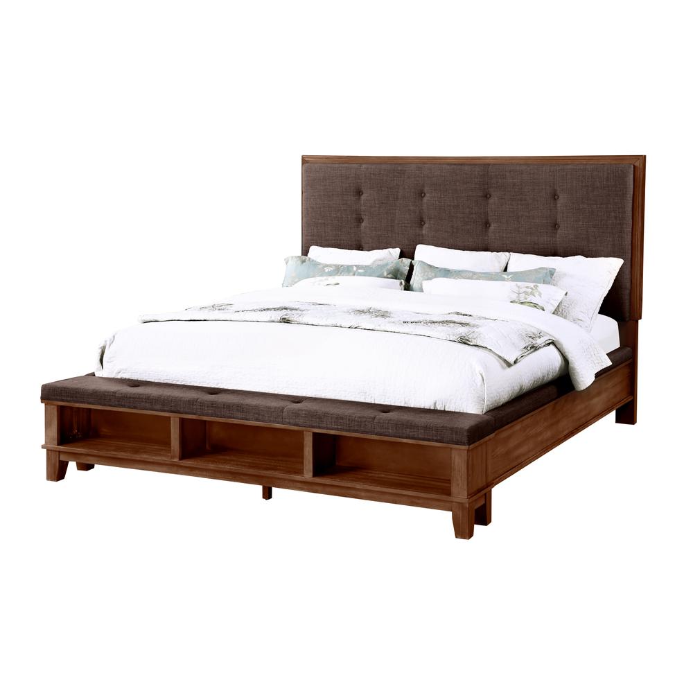 Furniture Cagney Contemporary Solid Wood 6/6 Ek Bed in Brown. Picture 1