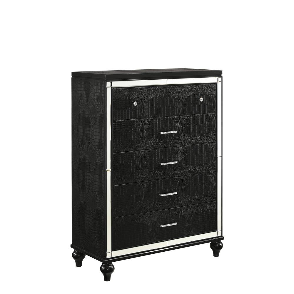 Furniture Modern Style Solid Wood Chest in Black Finish. Picture 1