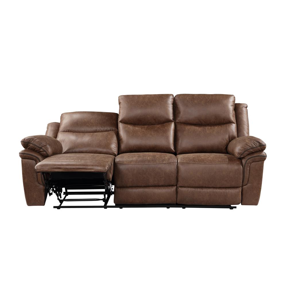 Ryland Sofa W/Dual Recliner- Brown. Picture 4