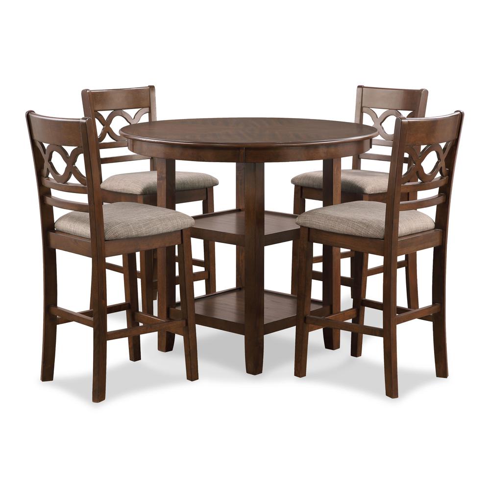 Furniture Cori 5-Piece Solid Wood Counter Set in Brown. Picture 3