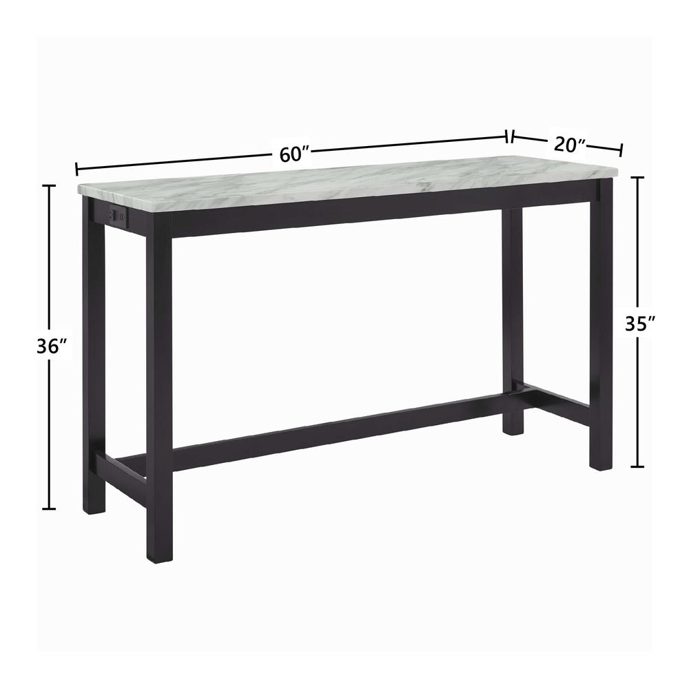 Furniture Celeste 4-Piece Faux Marble & Wood Bar Set in Black. Picture 9