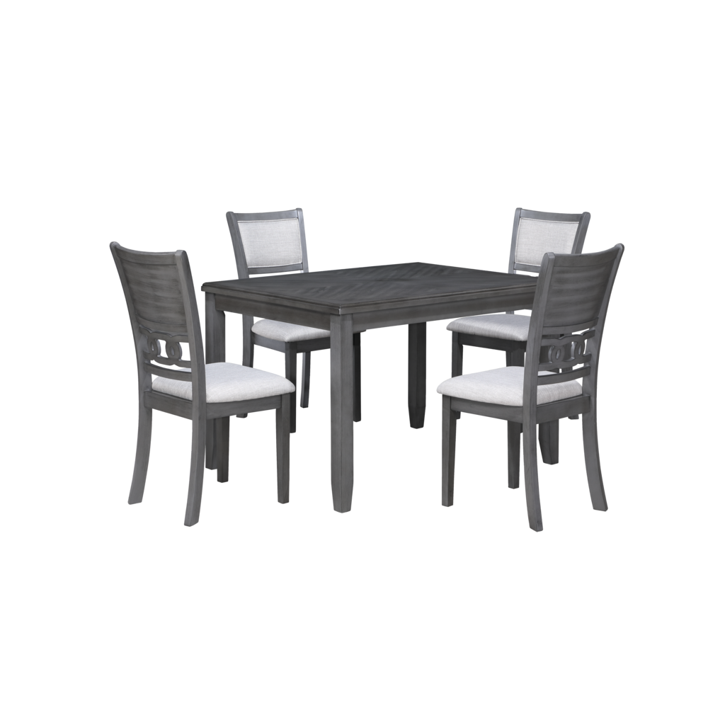 Gia 5-Piece 48" Wood Rectangular Dining Set with 4 Chairs in Gray. Picture 6