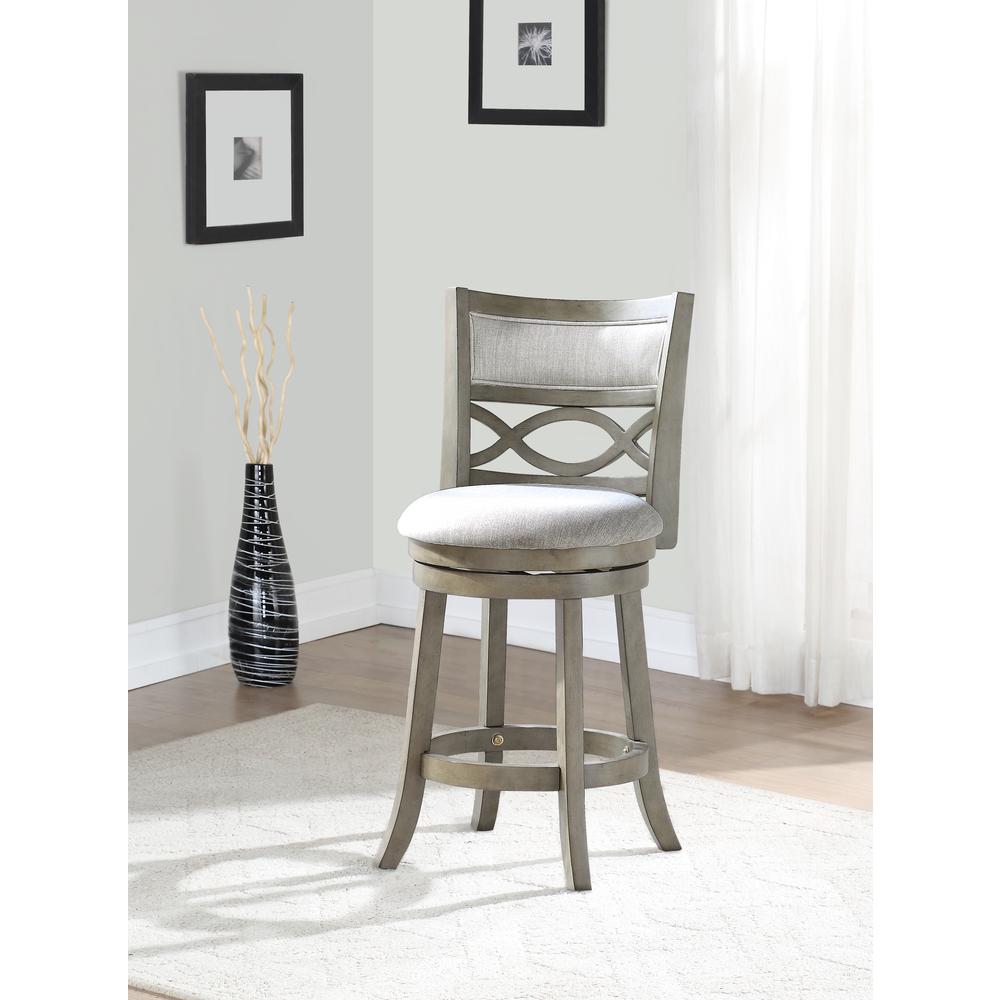 Manchester 24" Solid Wood Counter Stool with Fabric Seat in Ant Gray. Picture 6