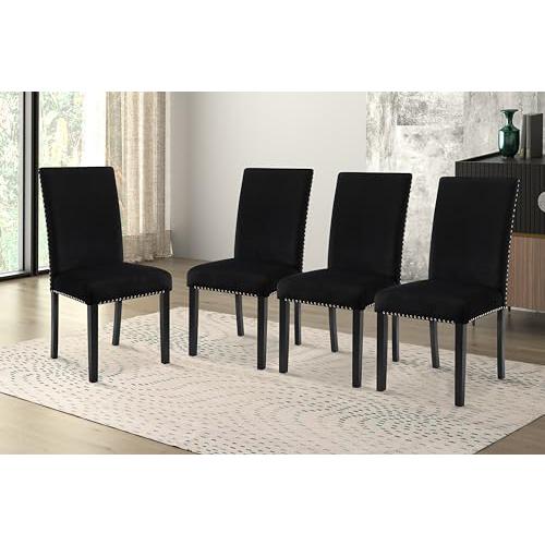 Celeste Black Wood Upholstered Dining Chair (Set of 4). Picture 8