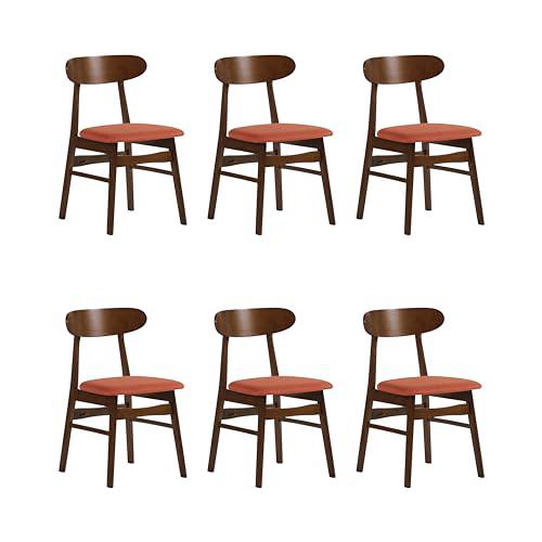 Morocco Orange Solid Wood Dining Chair (Set of 6). Picture 1