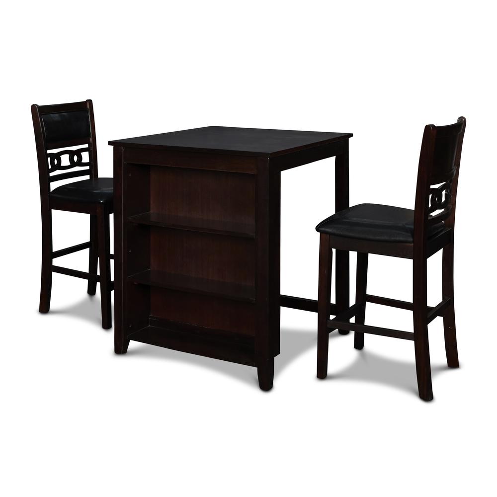 Furniture Gia Solid Wood Counter Table 2 Chairs in Ebony Black. Picture 1