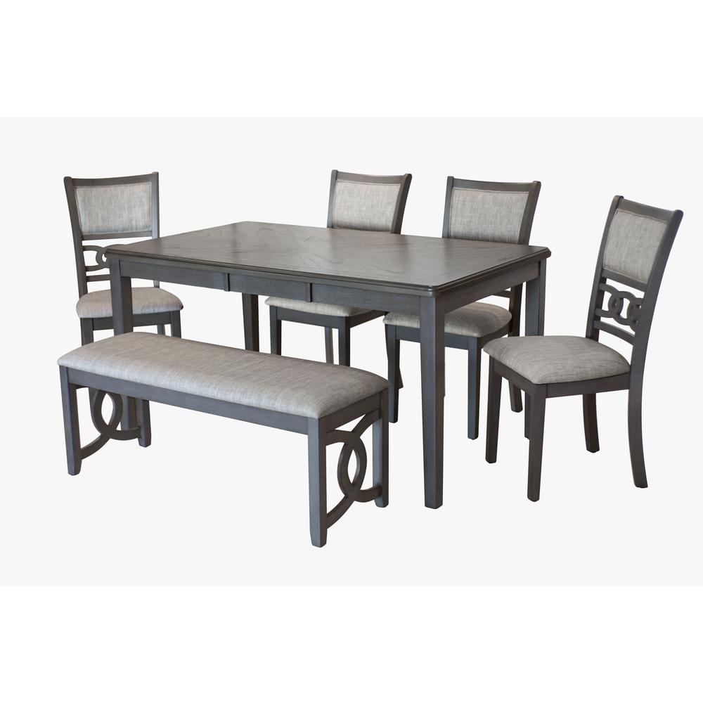 Gia 6 Pc Dining Table, 4 Chairs & Bench -Gray. Picture 3