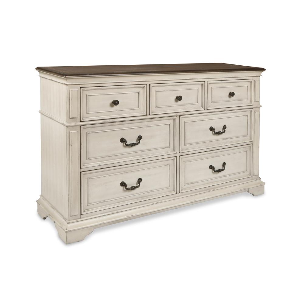 Furniture Anastasia 7-Drawer Solid Wood Dresser in Antique White. Picture 1