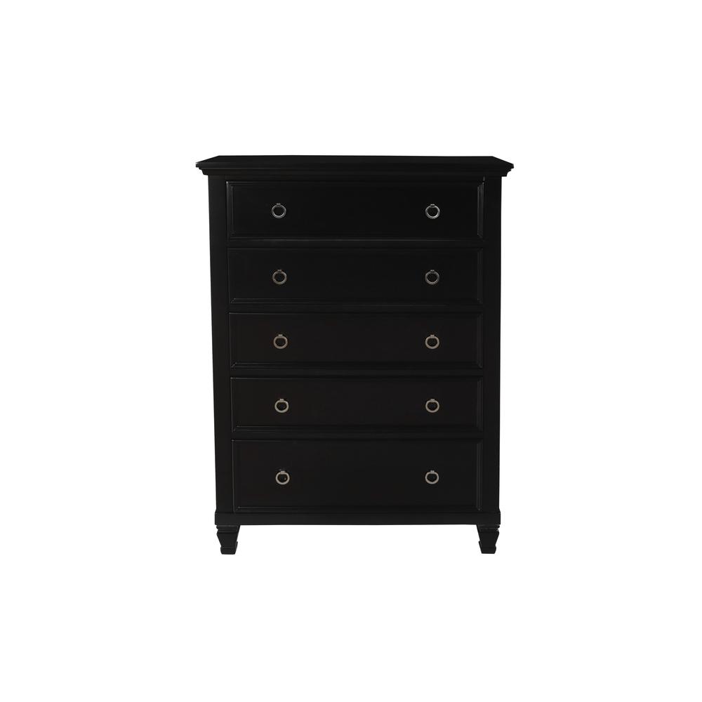 Furniture Tamarack Solid Wood 5-Drawer Chest in Black. Picture 2