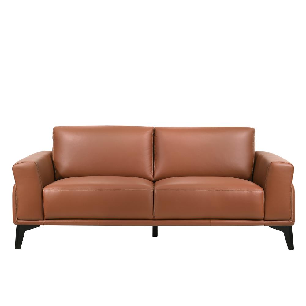 Furniture Como Leather Upholstered Sofa in Terracotta. Picture 2