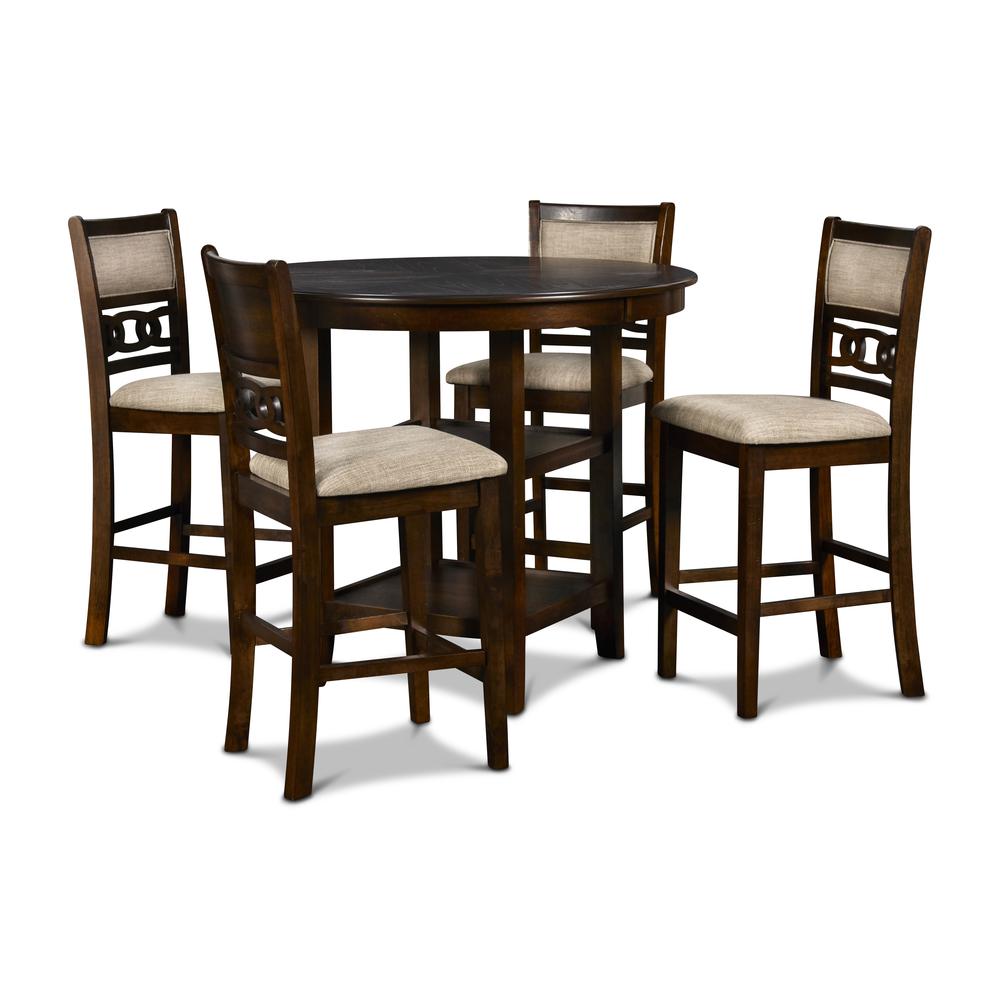 Furniture Gia 5-Piece Transitional Wood Dining Set in Cherry. Picture 1