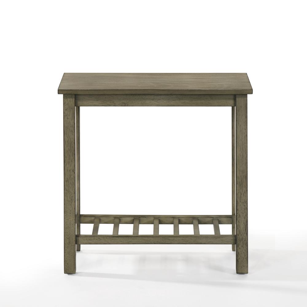 Furniture Eden 1-Shelf Contemporary Solid Wood End Table in Gray. Picture 2