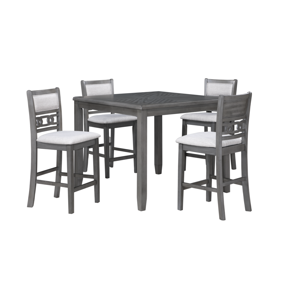 Furniture Gia 5-Piece Transitional Wood Counter Set in Gray. Picture 1