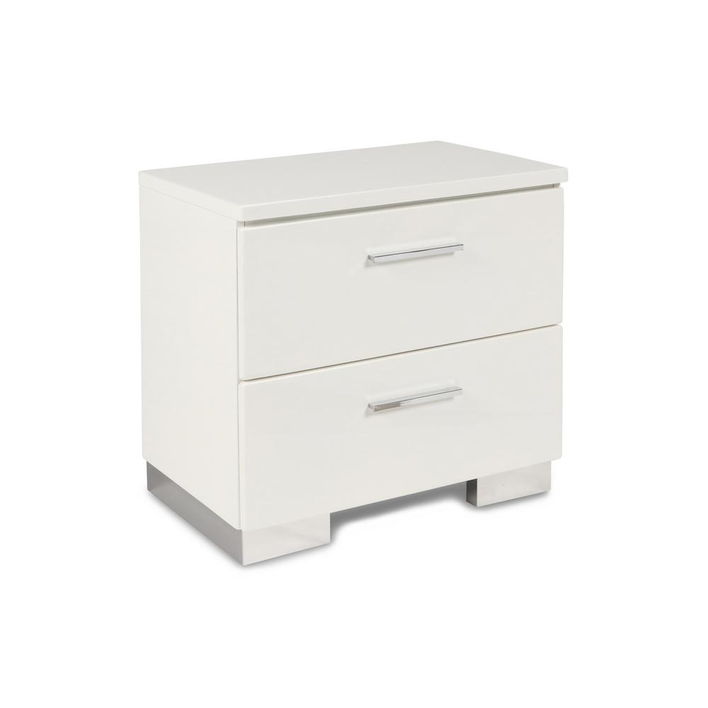 Furniture Sapphire Solid Wood 2-Drawer Nightstand in White. Picture 1