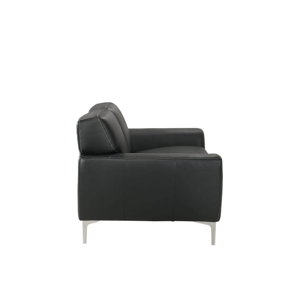 Furniture Carrara Top Grain Italian Leather Loveseat in Black. Picture 3