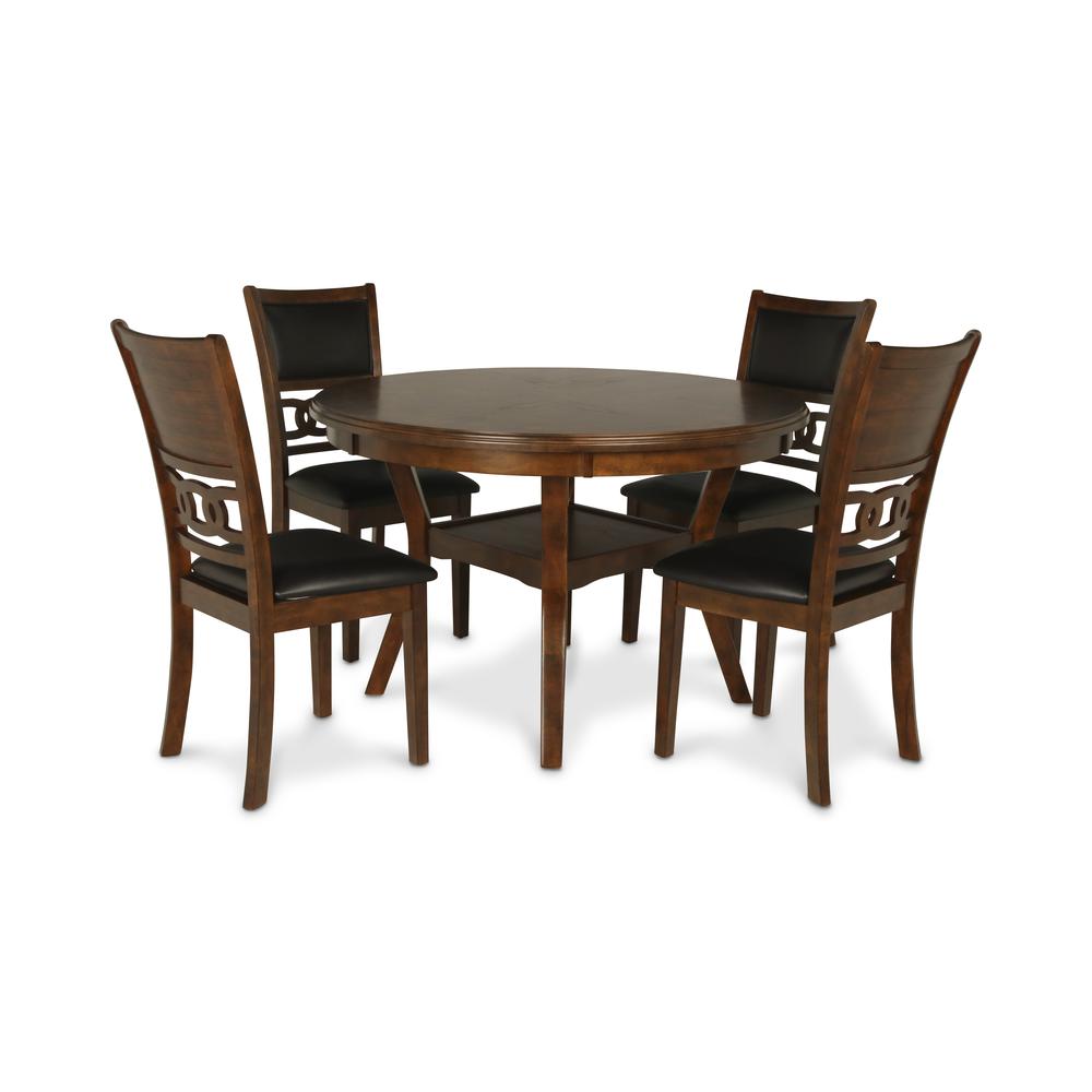 Furniture Gia Solid Wood 5-Piece Round Dining Set in Brown. Picture 6