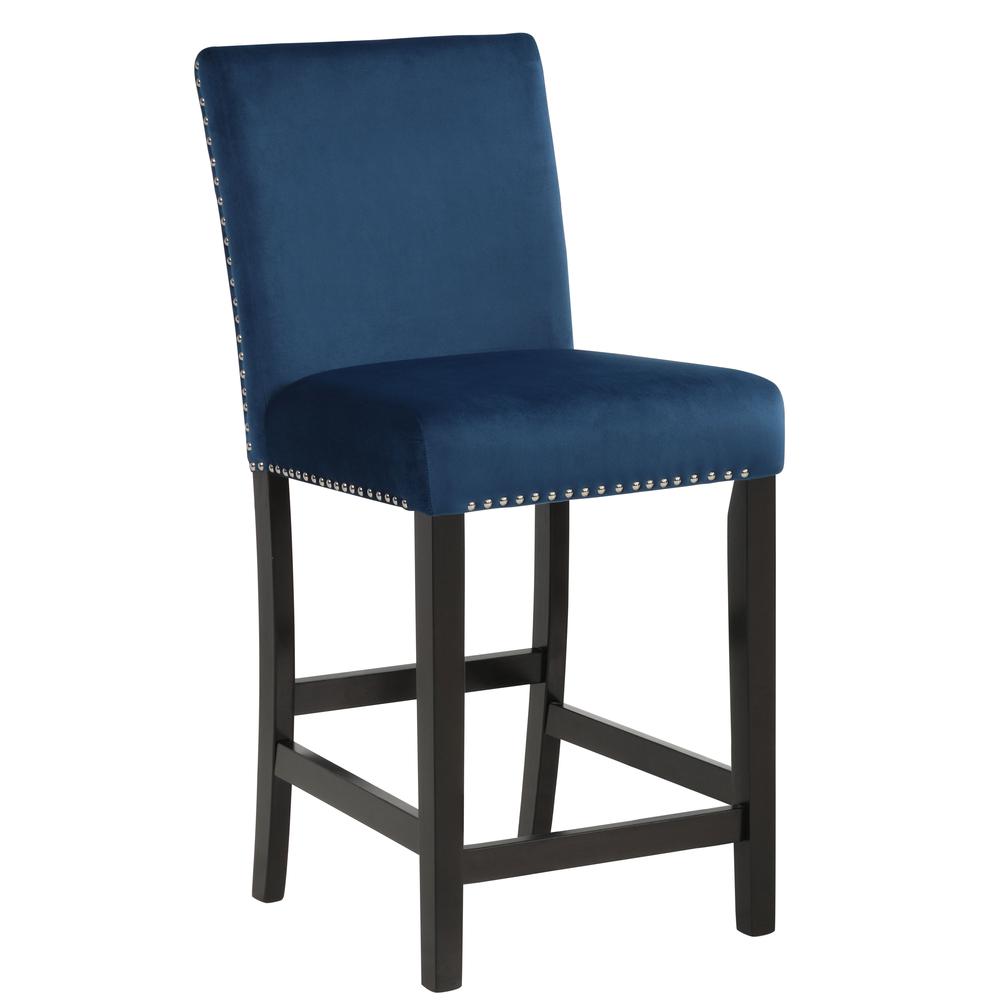 Furniture Celeste 39.5" Wood Counter Chair in Blue (Set of 2). Picture 2
