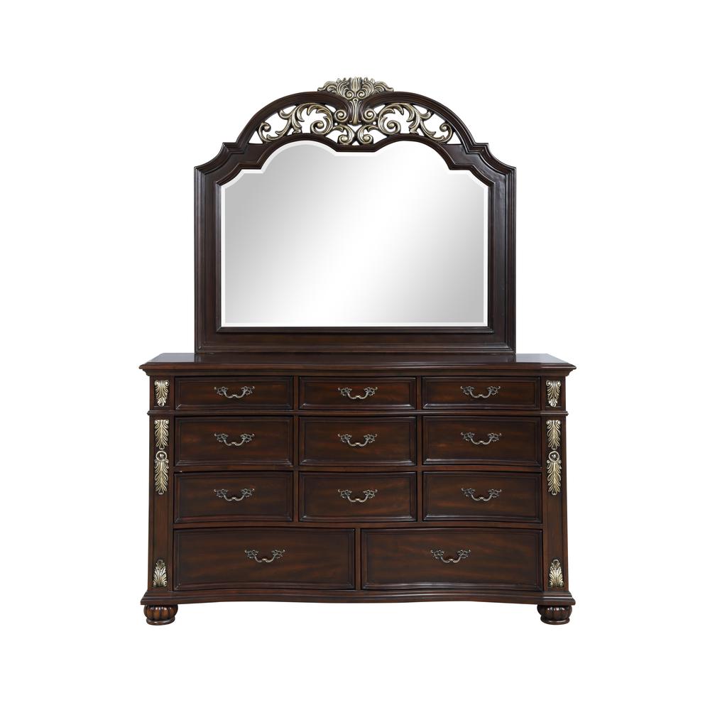 Furniture Maximus Solid Wood Dresser/Mirror Set in Madeira. Picture 2