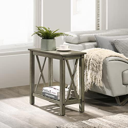 Eden Gray Solid Wood End Table (Set of 2). Picture 6
