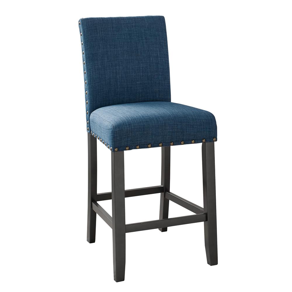 Furniture Crispin 25" Fabric Counter Chairs in Blue (Set of 2). Picture 2