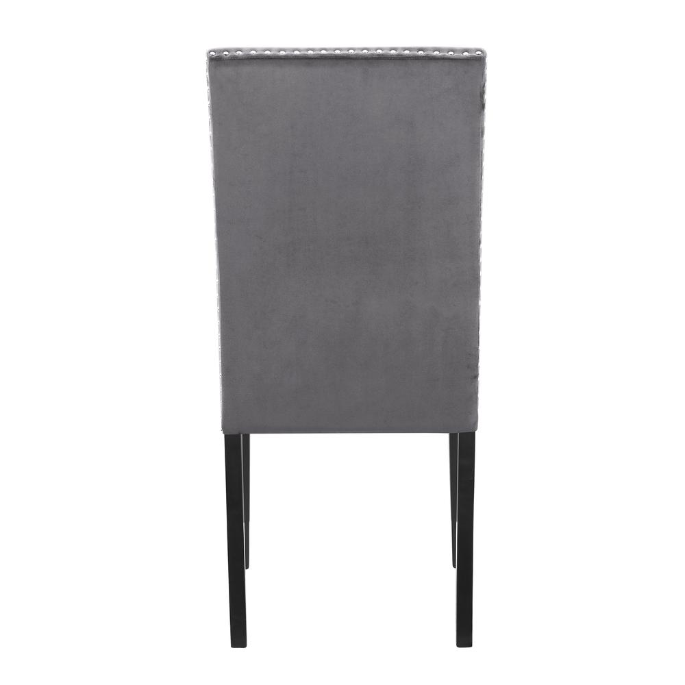 Furniture 37.75" Velvet & Wood Dining Chair in Gray (Set of 2). Picture 5