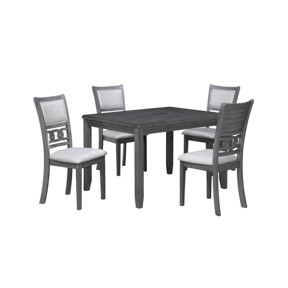 Gia 5-Piece 48" Wood Rectangular Dining Set with 4 Chairs in Gray. Picture 1