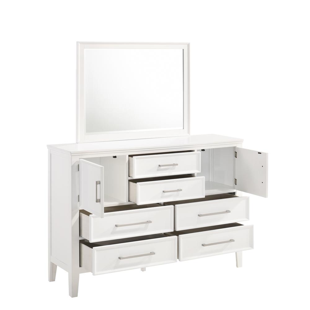 Furniture Andover Solid Wood Dresser with Mirror in White. Picture 4