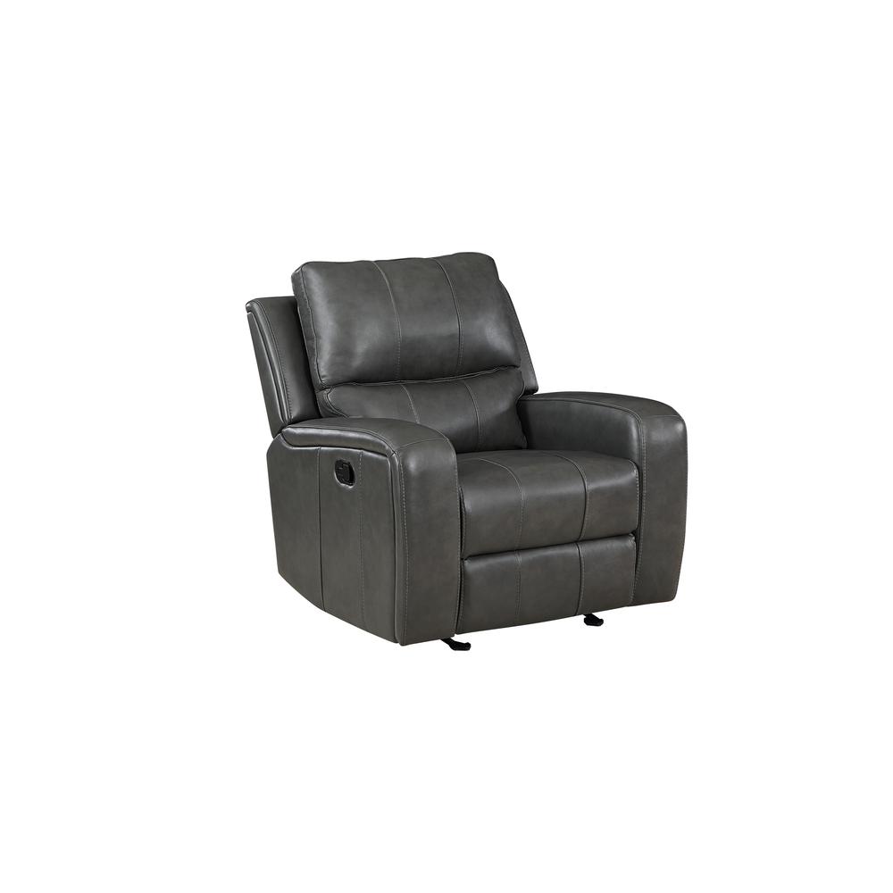 Linton Leather Glider Recliner-Gray. Picture 1