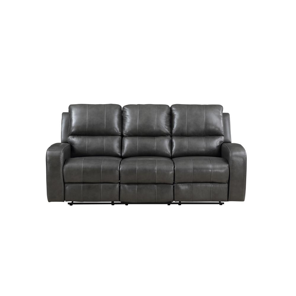Linton Leather Sofa W/Dual Recliner-Gray. Picture 2