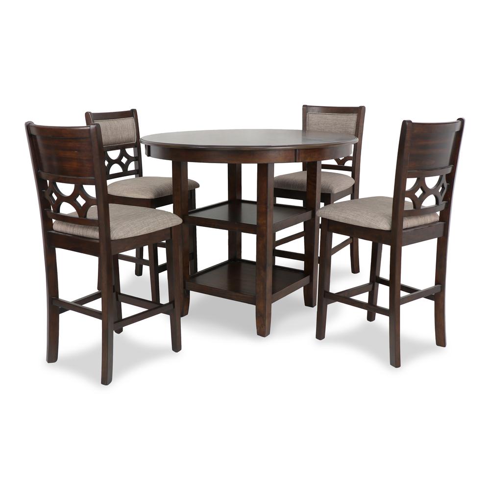 Furniture Mitchell 5-Piece Transitional Wood Counter Set in Cherry. Picture 2