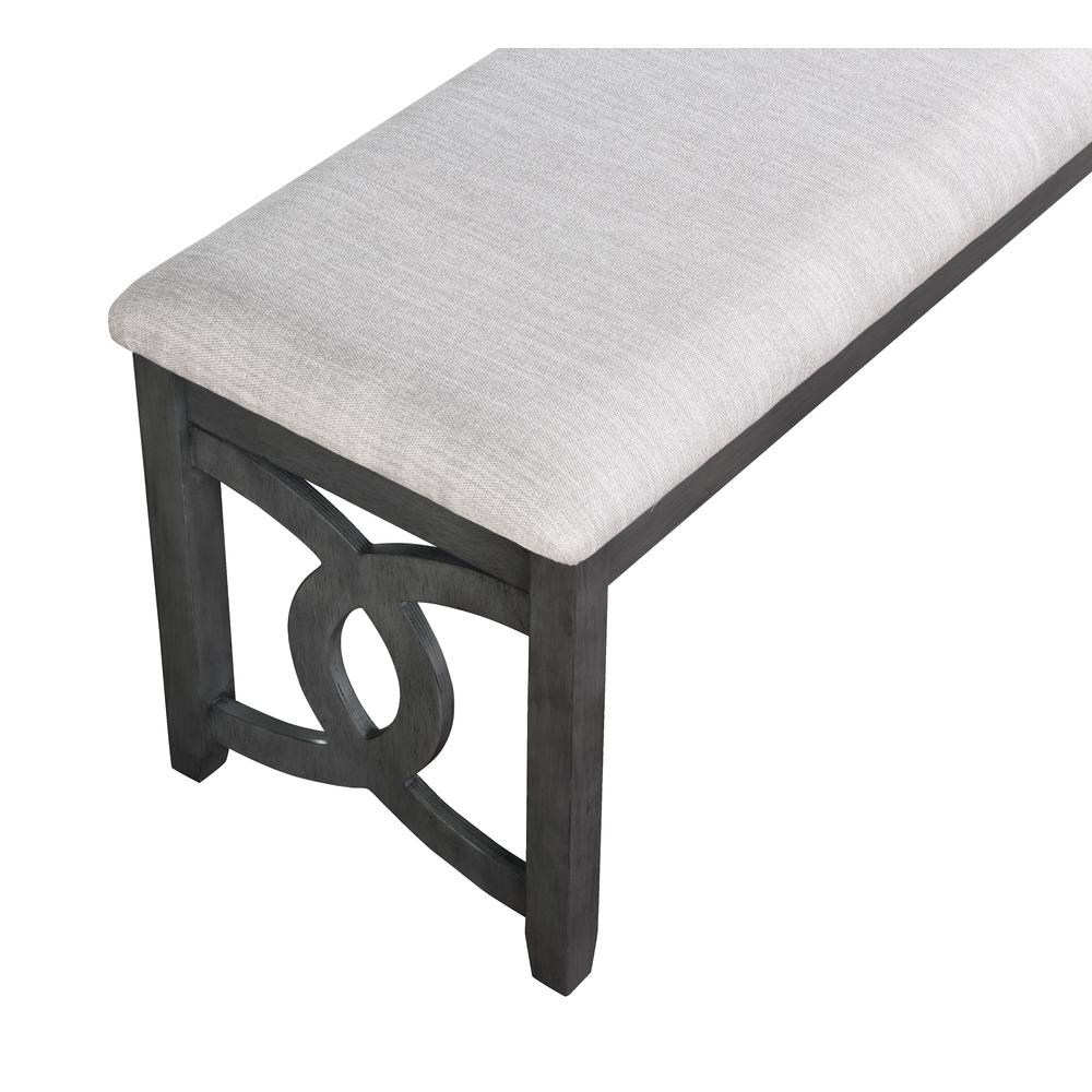 Furniture Gia 46" Solid Wood and Polyester Bench in Gray. Picture 3