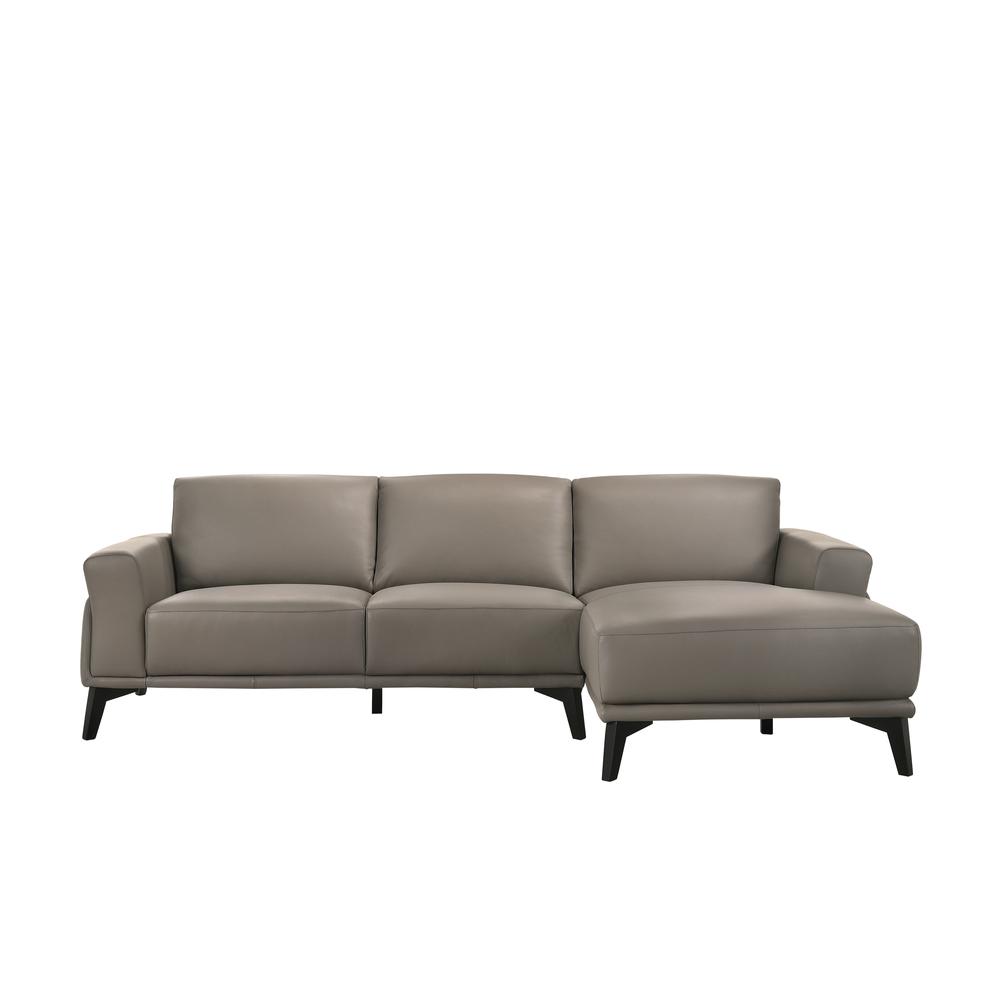 Lucca 2-Piece Leather Left Loveseat and Right Chaise in Slate Gray. Picture 2