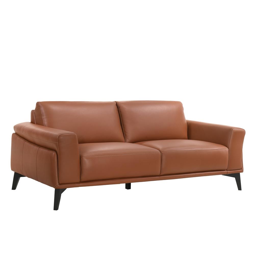 Furniture Como Leather Upholstered Sofa in Terracotta. Picture 1