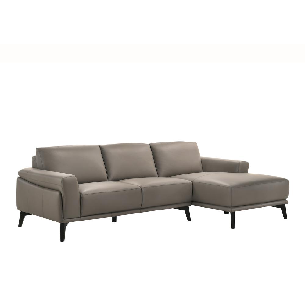 Lucca 2-Piece Leather Left Loveseat and Right Chaise in Slate Gray. Picture 1