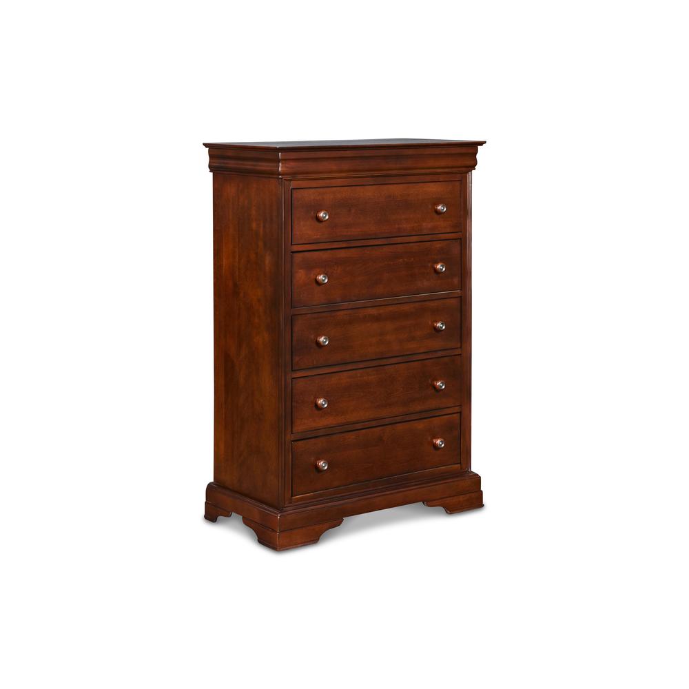 Versailles Solid Wood 5-Drawer Lift Top Chest in Bordeaux Cherry. Picture 1