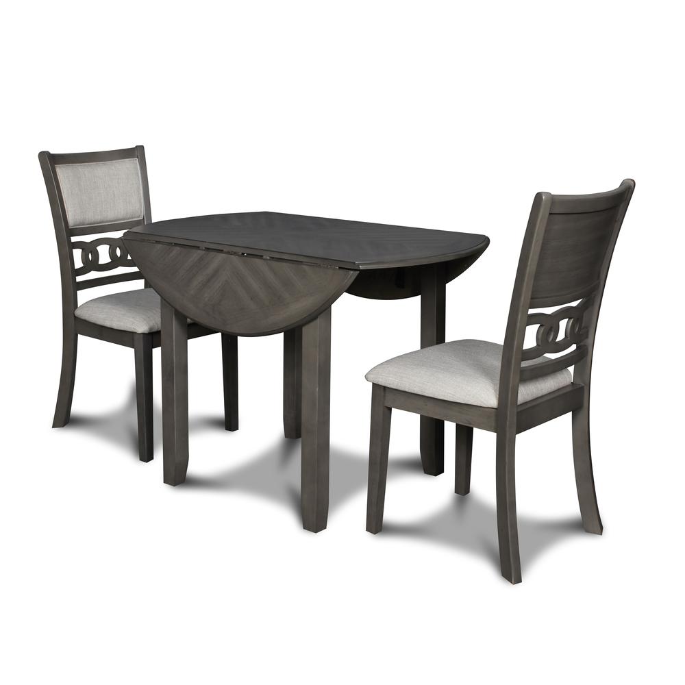 Gia 3-Piece 42" Wood Round Dining Set with 2 Chairs in Gray. Picture 1
