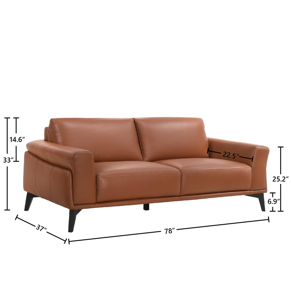 Furniture Como Leather Upholstered Sofa in Terracotta. Picture 5