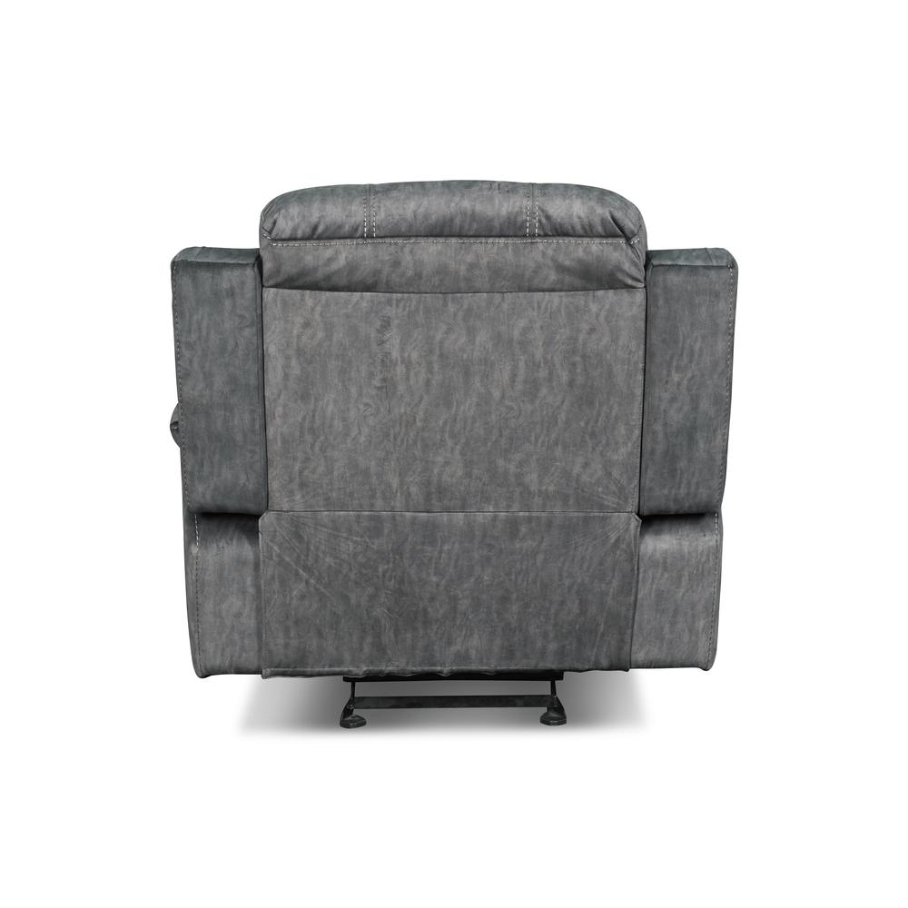 Furniture Tango Polyester Fabric Glider Recliner in Shadow Gray. Picture 7
