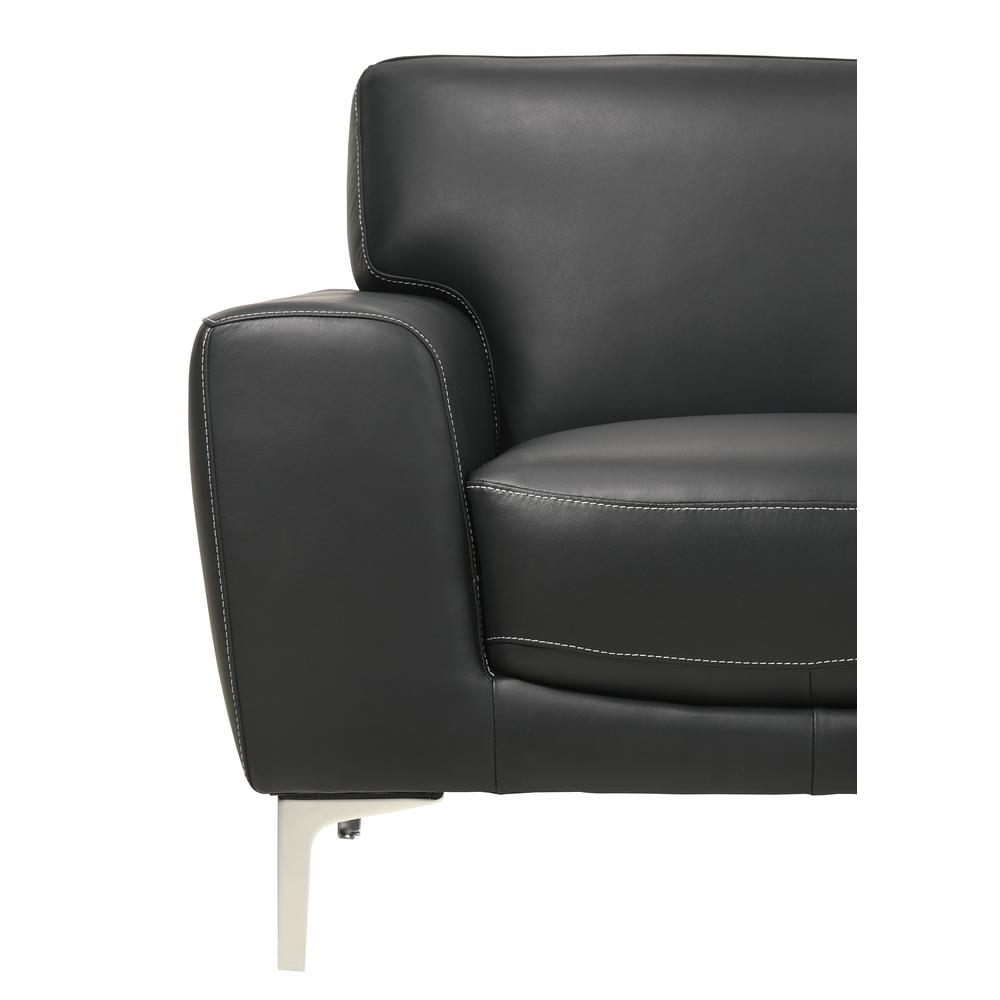 Furniture Carrara Top Grain Italian Leather Loveseat in Black. Picture 4