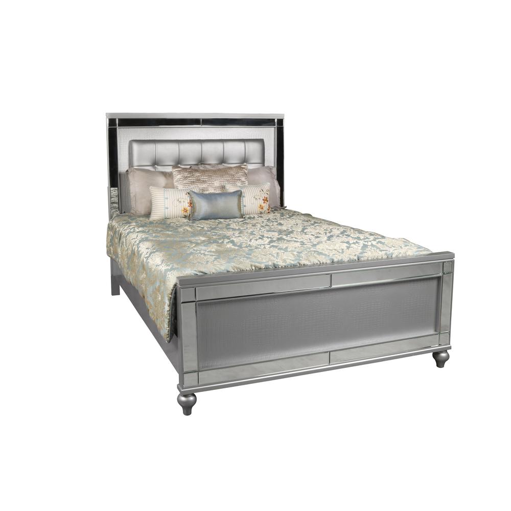 Furniture Contemporary Solid Wood 5/0 Q Bed in Silver. Picture 5