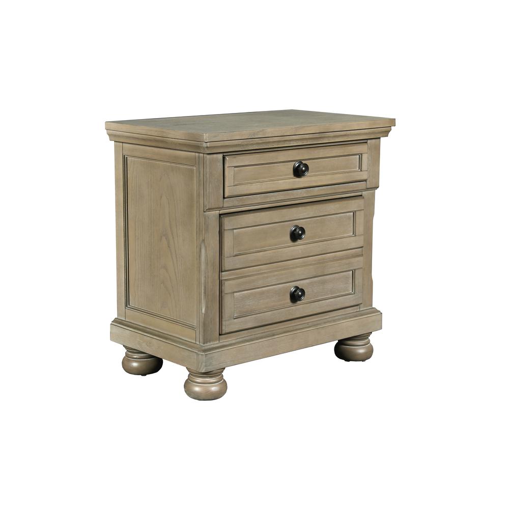 Furniture Allegra 3-Drawer Wood Nightstand in Pewter. Picture 1