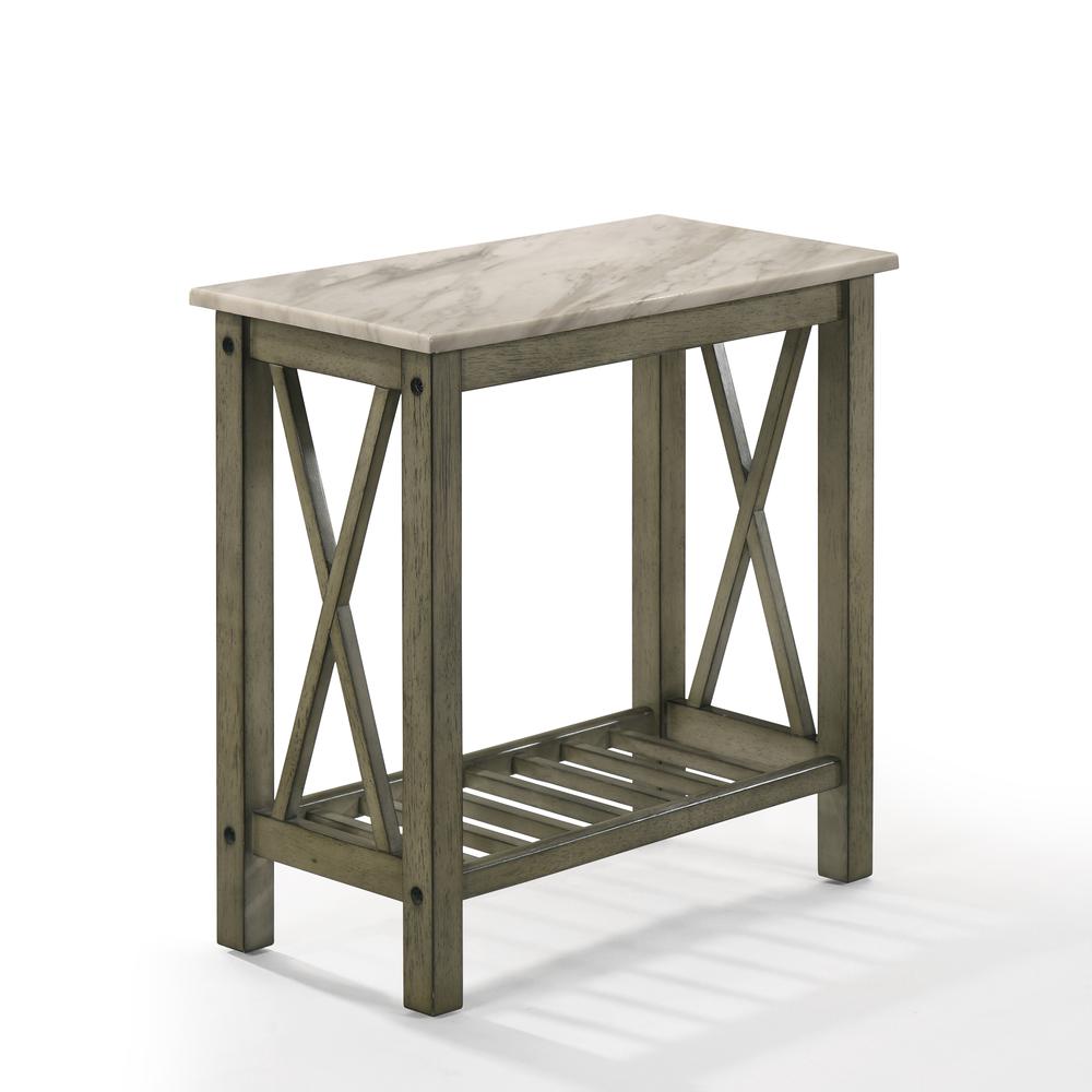 Furniture Eden 1-Shelf Faux Marble & Wood End Table in Gray. Picture 1